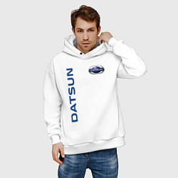 Толстовка оверсайз мужская Datsun логотип с эмблемой, цвет: белый — фото 2