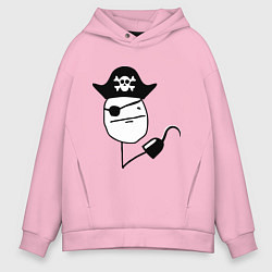 Мужское худи оверсайз Покер фейс пират