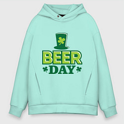 Толстовка оверсайз мужская Beer day цвета мятный — фото 1