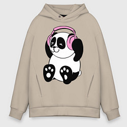 Мужское худи оверсайз Panda in headphones панда в наушниках