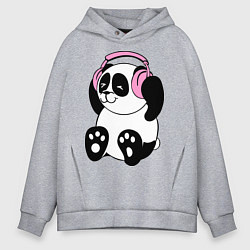 Мужское худи оверсайз Panda in headphones панда в наушниках