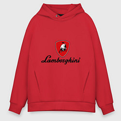 Толстовка оверсайз мужская Logo lamborghini, цвет: красный