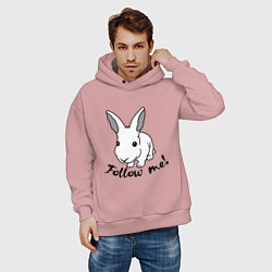 Толстовка оверсайз мужская Rabbit: follow me, цвет: пыльно-розовый — фото 2