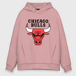 Толстовка оверсайз мужская Chicago Bulls, цвет: пыльно-розовый