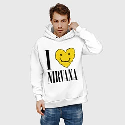 Толстовка оверсайз мужская I love Nirvana, цвет: белый — фото 2