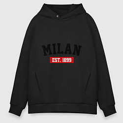 Толстовка оверсайз мужская FC Milan Est. 1899, цвет: черный