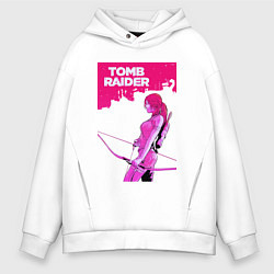 Толстовка оверсайз мужская Tomb Raider: Pink Style, цвет: белый