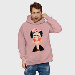 Толстовка оверсайз мужская Фрида Кало, цвет: пыльно-розовый — фото 2