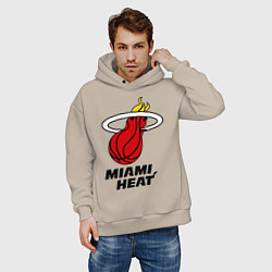 Толстовка оверсайз мужская Miami Heat-logo, цвет: миндальный — фото 2