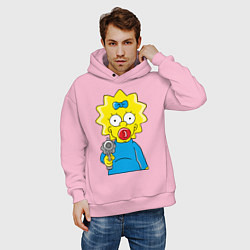 Толстовка оверсайз мужская Мэгги с револьвером, цвет: светло-розовый — фото 2