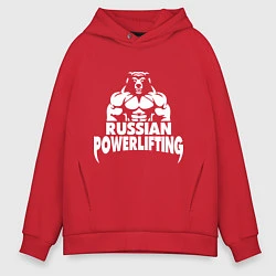 Толстовка оверсайз мужская Russian powerlifting, цвет: красный