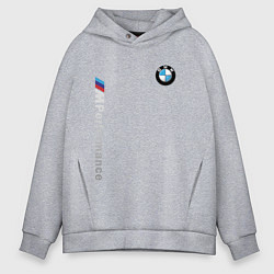 Толстовка оверсайз мужская BMW M PERFORMANCE БМВ, цвет: меланж