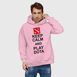 Толстовка оверсайз мужская Keep Calm & Play Dota, цвет: светло-розовый — фото 2