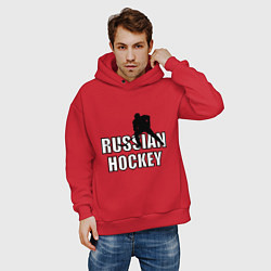 Толстовка оверсайз мужская Russian hockey, цвет: красный — фото 2