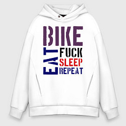 Мужское худи оверсайз Bike eat sleep repeat