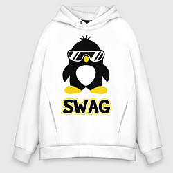 Толстовка оверсайз мужская SWAG Penguin, цвет: белый