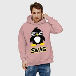 Толстовка оверсайз мужская SWAG Penguin, цвет: пыльно-розовый — фото 2