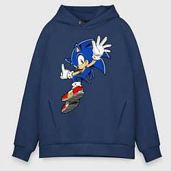 Толстовка оверсайз мужская Sonic, цвет: тёмно-синий