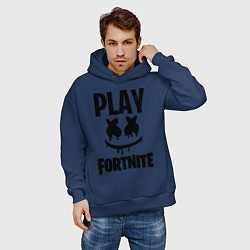 Толстовка оверсайз мужская Marshmello: Play Fortnite, цвет: тёмно-синий — фото 2