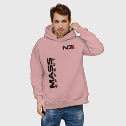 Толстовка оверсайз мужская MASS EFFECT N7, цвет: пыльно-розовый — фото 2