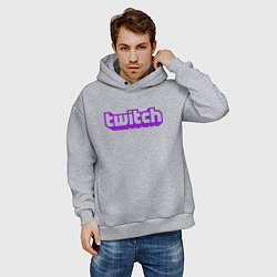 Толстовка оверсайз мужская Twitch Logo, цвет: меланж — фото 2