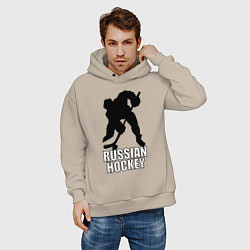 Толстовка оверсайз мужская Russian Black Hockey, цвет: миндальный — фото 2