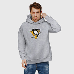 Толстовка оверсайз мужская Pittsburgh Penguins: Evgeni Malkin, цвет: меланж — фото 2