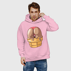 Толстовка оверсайз мужская Eat me, цвет: светло-розовый — фото 2