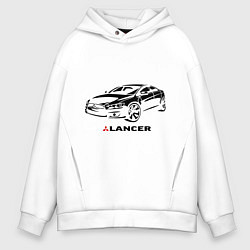 Толстовка оверсайз мужская Mitsubishi lancer, цвет: белый