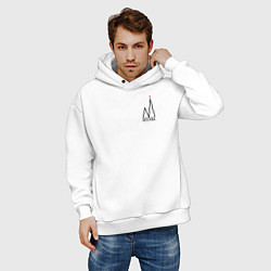 Толстовка оверсайз мужская Москва-чёрный логотип, цвет: белый — фото 2