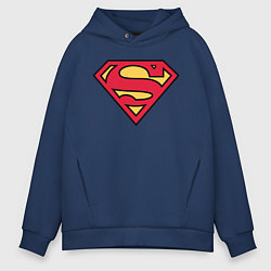 Толстовка оверсайз мужская Superman logo, цвет: тёмно-синий