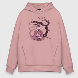 Толстовка оверсайз мужская Будда Сакура, цвет: пыльно-розовый