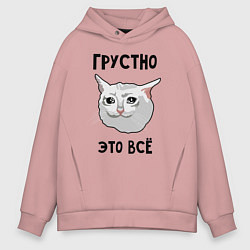 Мужское худи оверсайз Грустный котик