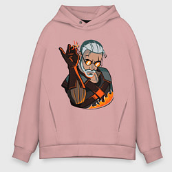 Толстовка оверсайз мужская Ведьмак, цвет: пыльно-розовый