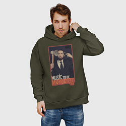 Толстовка оверсайз мужская Eminem, цвет: хаки — фото 2