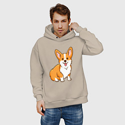 Толстовка оверсайз мужская Корги, цвет: миндальный — фото 2