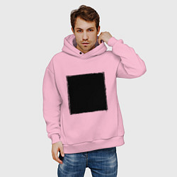 Толстовка оверсайз мужская ЧЕРНЫЙ КВАДРАТ, цвет: светло-розовый — фото 2