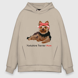 Мужское худи оверсайз Yorkshire terrier mom