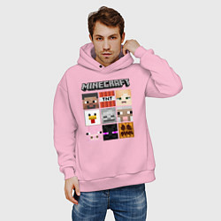Толстовка оверсайз мужская MINECRAFT, цвет: светло-розовый — фото 2