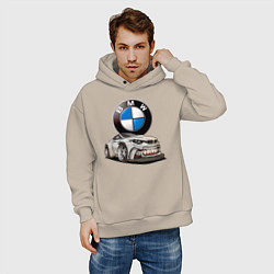 Толстовка оверсайз мужская BMW оскал, цвет: миндальный — фото 2