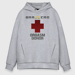 Толстовка оверсайз мужская Brazzers orgasm donor, цвет: меланж