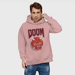 Толстовка оверсайз мужская DOOM, цвет: пыльно-розовый — фото 2