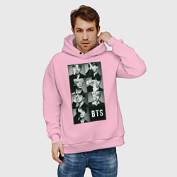 Толстовка оверсайз мужская BTS, цвет: светло-розовый — фото 2