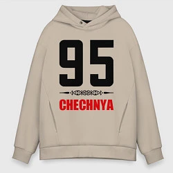 Толстовка оверсайз мужская 95 Chechnya, цвет: миндальный