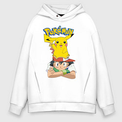 Толстовка оверсайз мужская Pokemon, цвет: белый