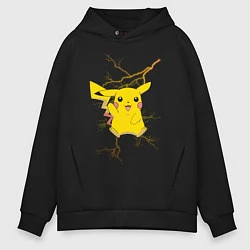 Толстовка оверсайз мужская Pikachu, цвет: черный