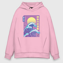 Толстовка оверсайз мужская Большая волна, цвет: светло-розовый