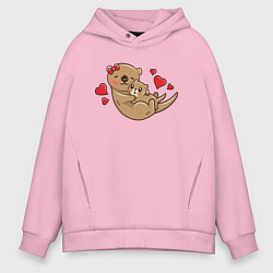 Мужское худи оверсайз Милая морская выдра