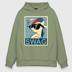 Толстовка оверсайз мужская Rainbow Dash swag, цвет: авокадо