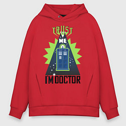 Толстовка оверсайз мужская Trust me, i'm doctor who, цвет: красный